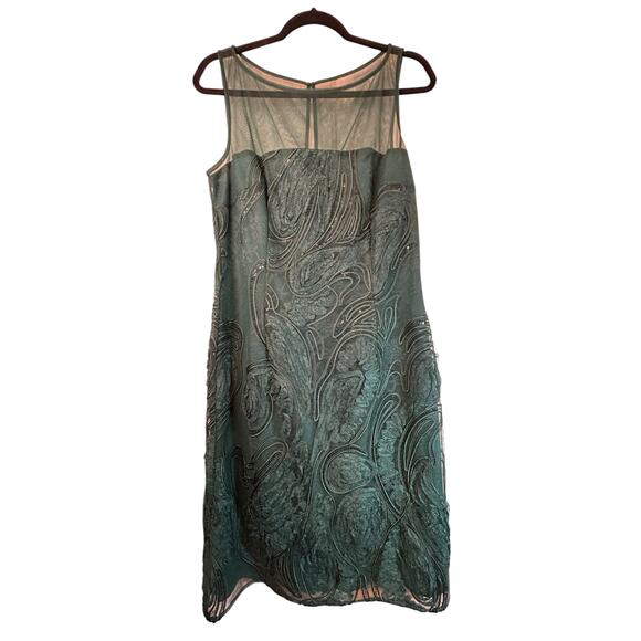 Mikael Aghal Green Sequin and Tulle Dress - Size 12 - Picture 2 of 13